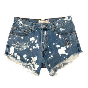 Levi's 505 Custom Bleach Dyed Denim High Rise Jean Shorts